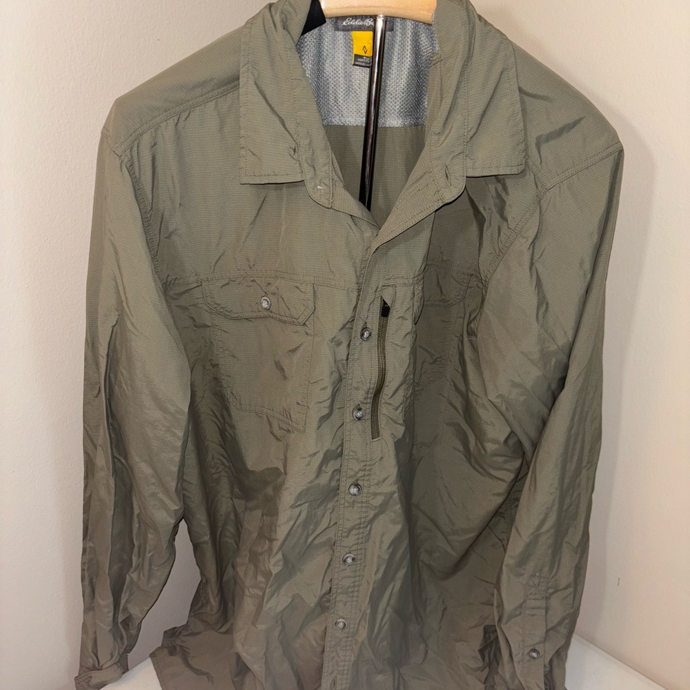 Eddie Bauer Green Lightweight Fishing Shirt Jacket